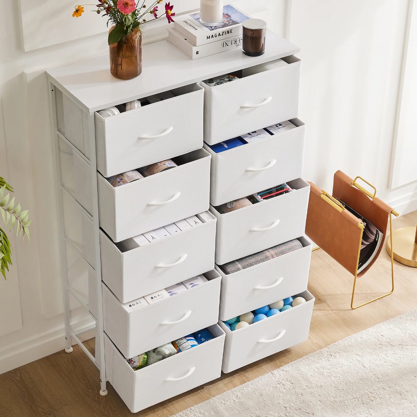 JHK Wardrobe For Bedroom With Fabric Drawers And Storage Cabinet