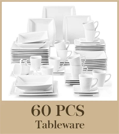 MALACASA Porcelain Dinnerware Set Service For Twelve