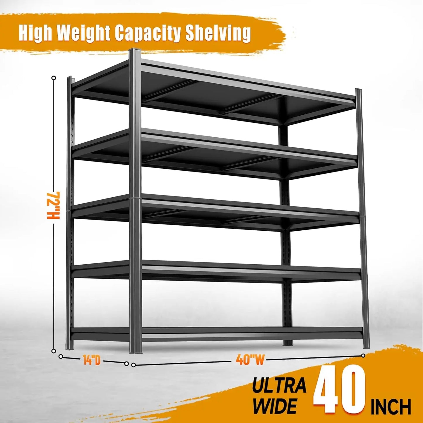 5 Tier Heavy Duty Garage Shelving Unit Adjustable Metal Storage