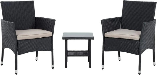 Outdoor 3 Piece Rattan Bistro Set Weather Resistant Patio Furniture