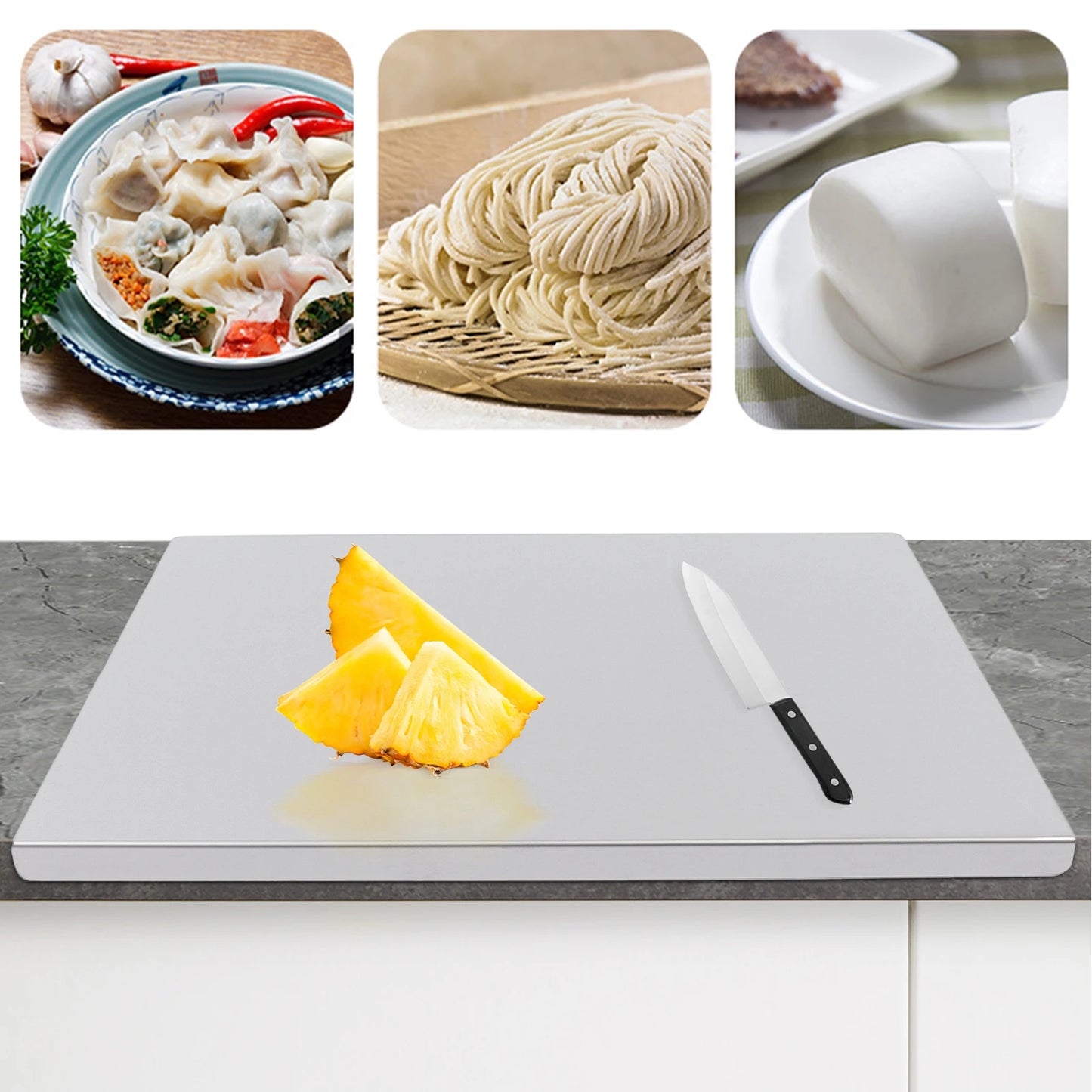 Eco-Friendly Stainless Steel Chopping Board With L-Shaped Edge