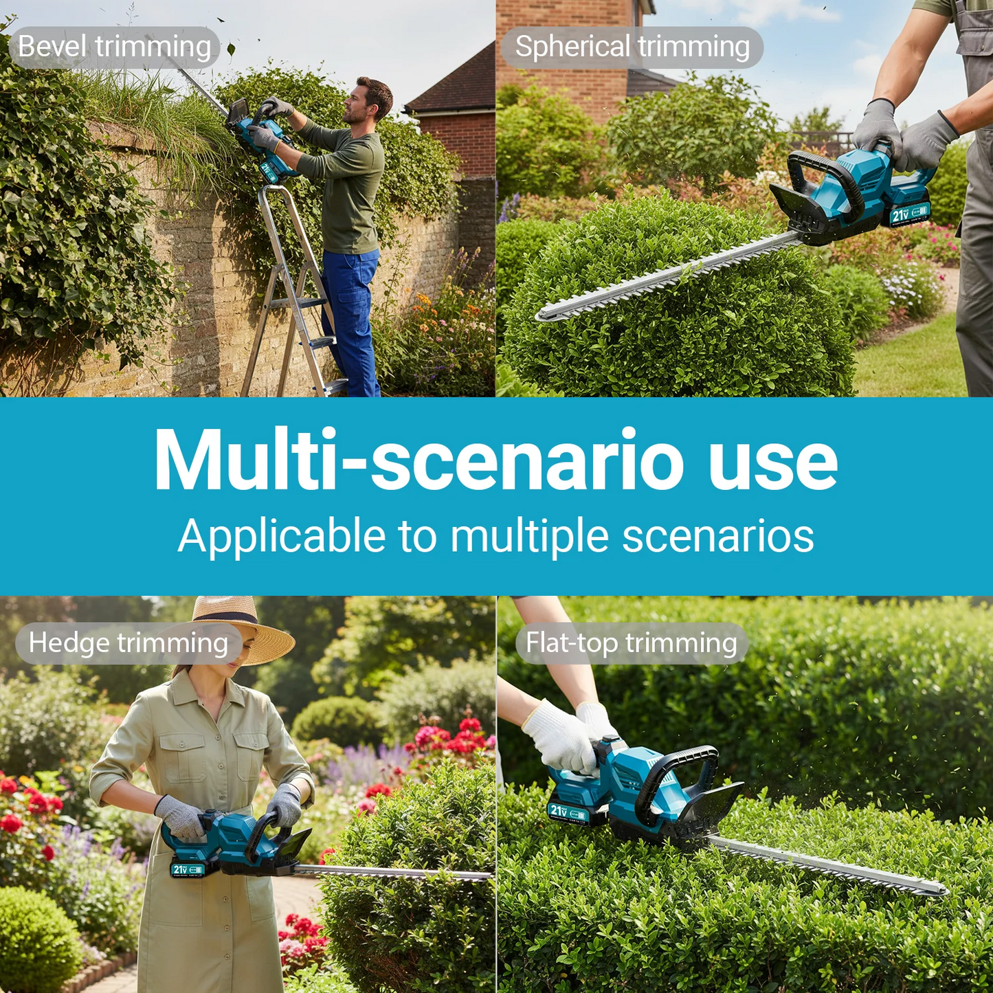 Cordless Hedge Trimmer With Battery and 180 Degree Rotatable Head