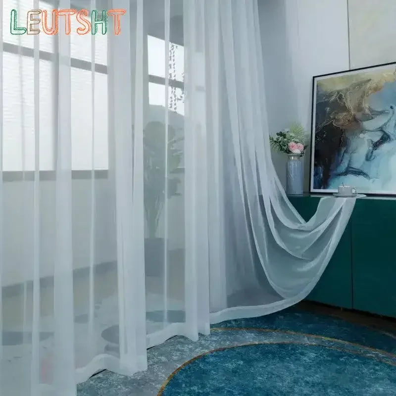 Jessans Sheer Curtains For Living Room Window Transparent Tulle Drapes