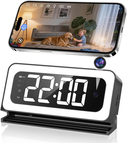 WESECUU Clock Camera 2K Nanny Cam With 5G WiFi And Two Way Talk