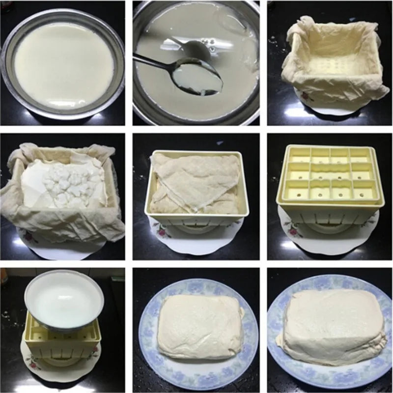 Plastic Tofu Press Mould Kit With Cheese Cloth Homemade Tofu