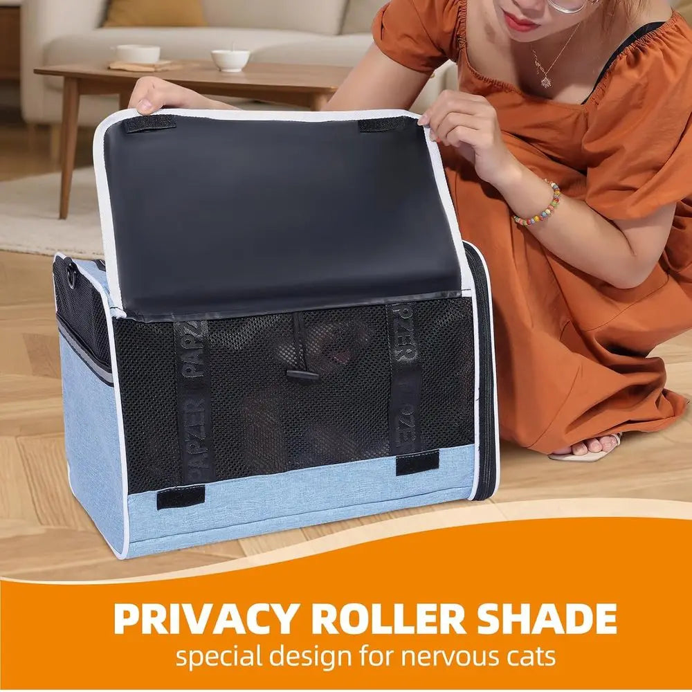 Top Loading Cat Carrier with Privacy Curtain TSA Travel
