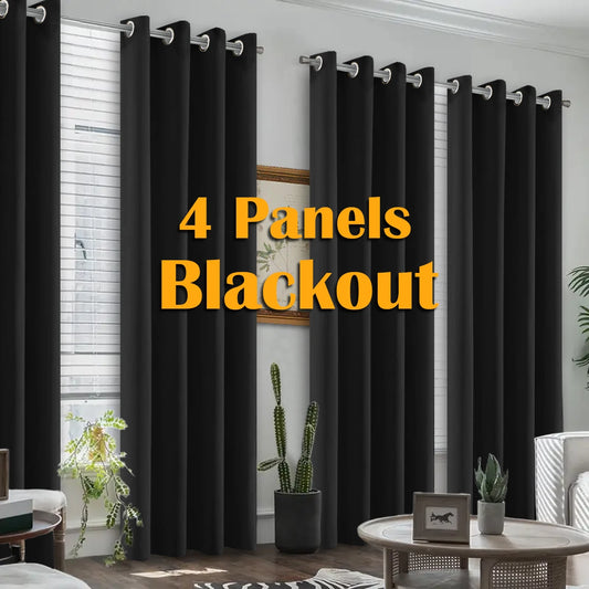 Blackout Heat Insulated Grommet Curtains For Bedroom And Living Room