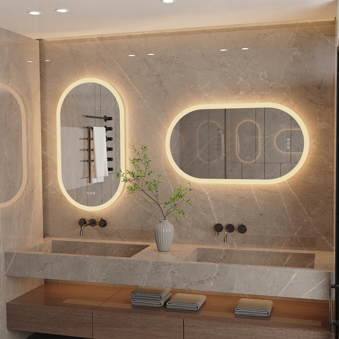 Wisfor LED Bathroom Mirror Wall Mounted Oval Backlit Vanity With Anti Fog