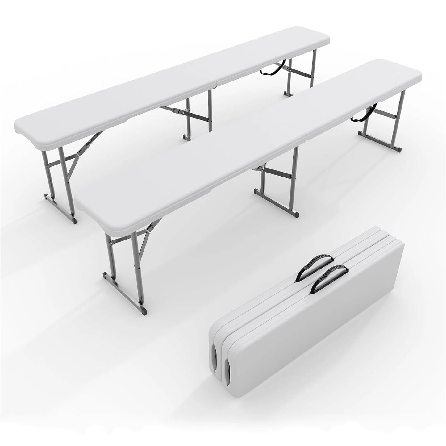 TWISTER.CK Plastic Folding Bench Outdoor 2-Pack With Carrying Handle