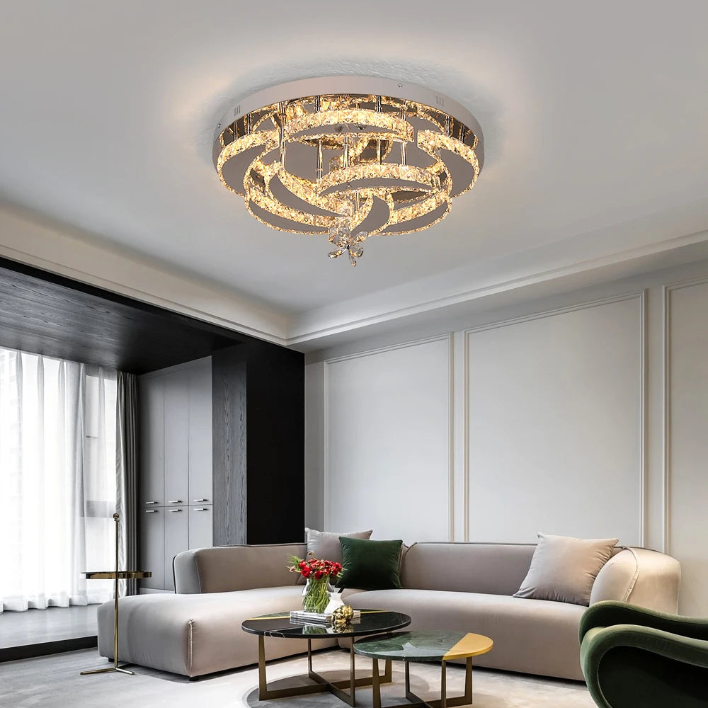 Vetrulus Crystal Chandelier Led Pendant Light Living Dining Room Dimmable