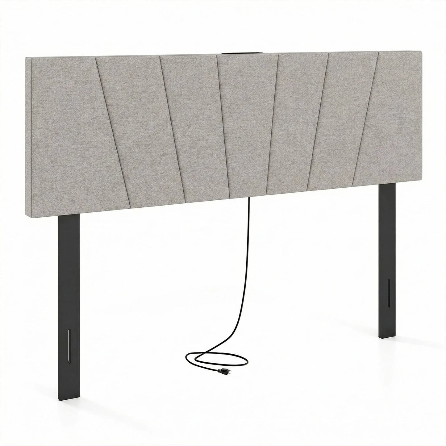 HOMASIS Geometric Upholstered Headboard With 2 AC Outlets
