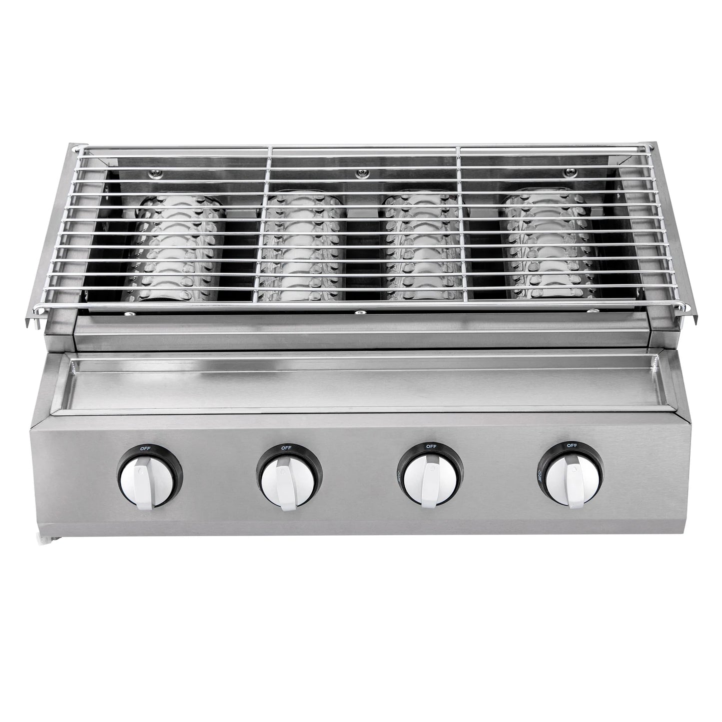 Portable 4-Burner Stainless Steel Tabletop Gas Grill Smokeless For Camping