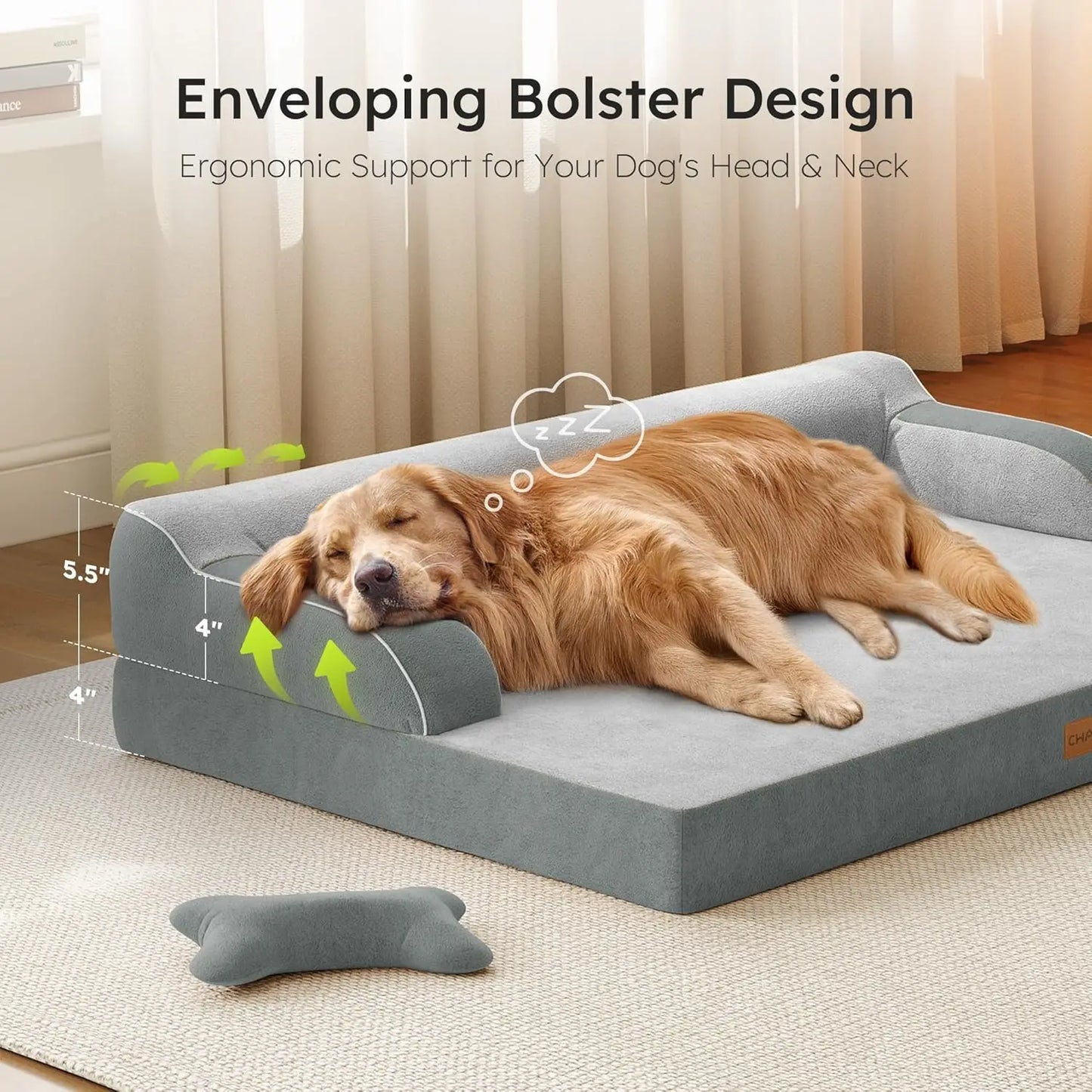 Orthopedic Cooling Memory Foam Dog Bed With Washable Waterproof Cover