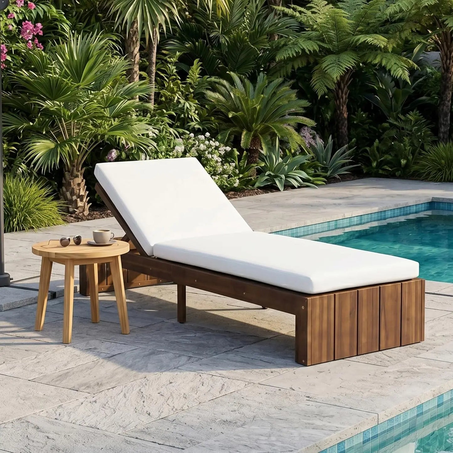 5-Position Adjustable Outdoor Chaise Lounge Set with Steel Frame