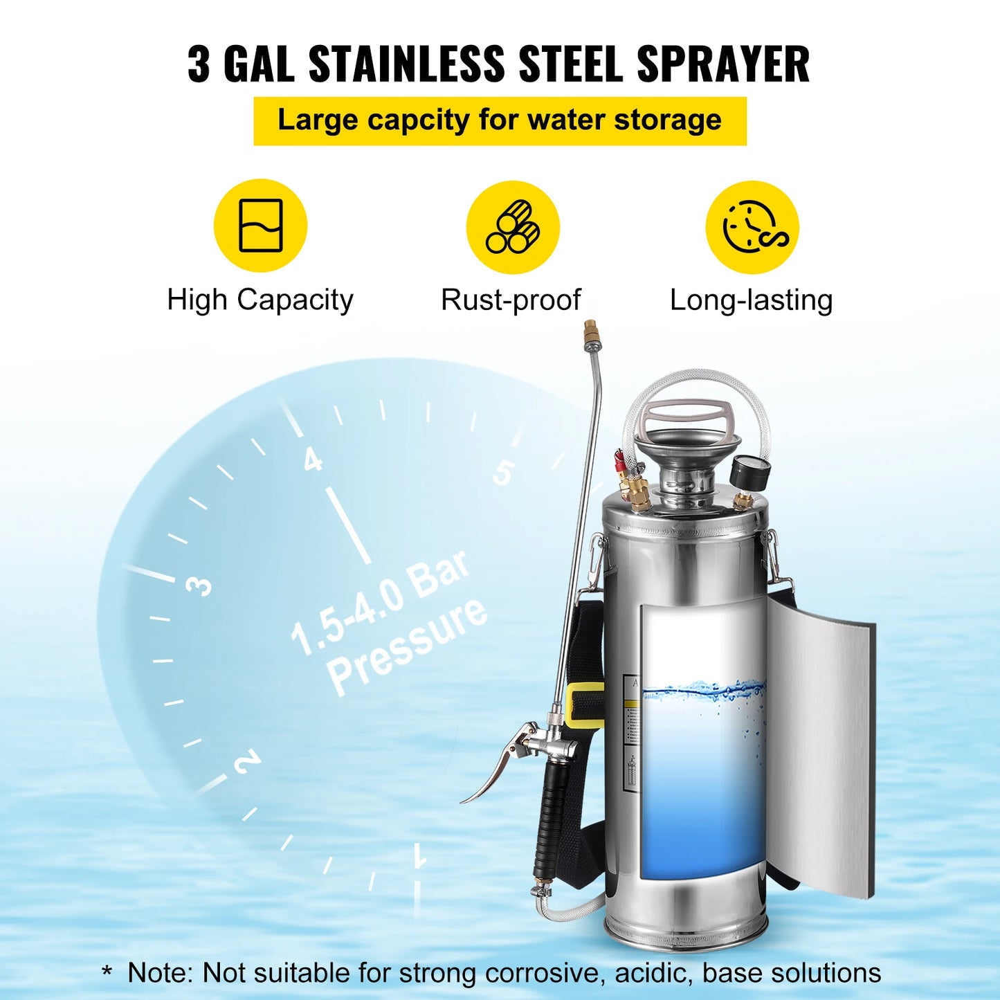 SucceBuy Hand Powered Stainless Steel Sprayer For Garden And Home