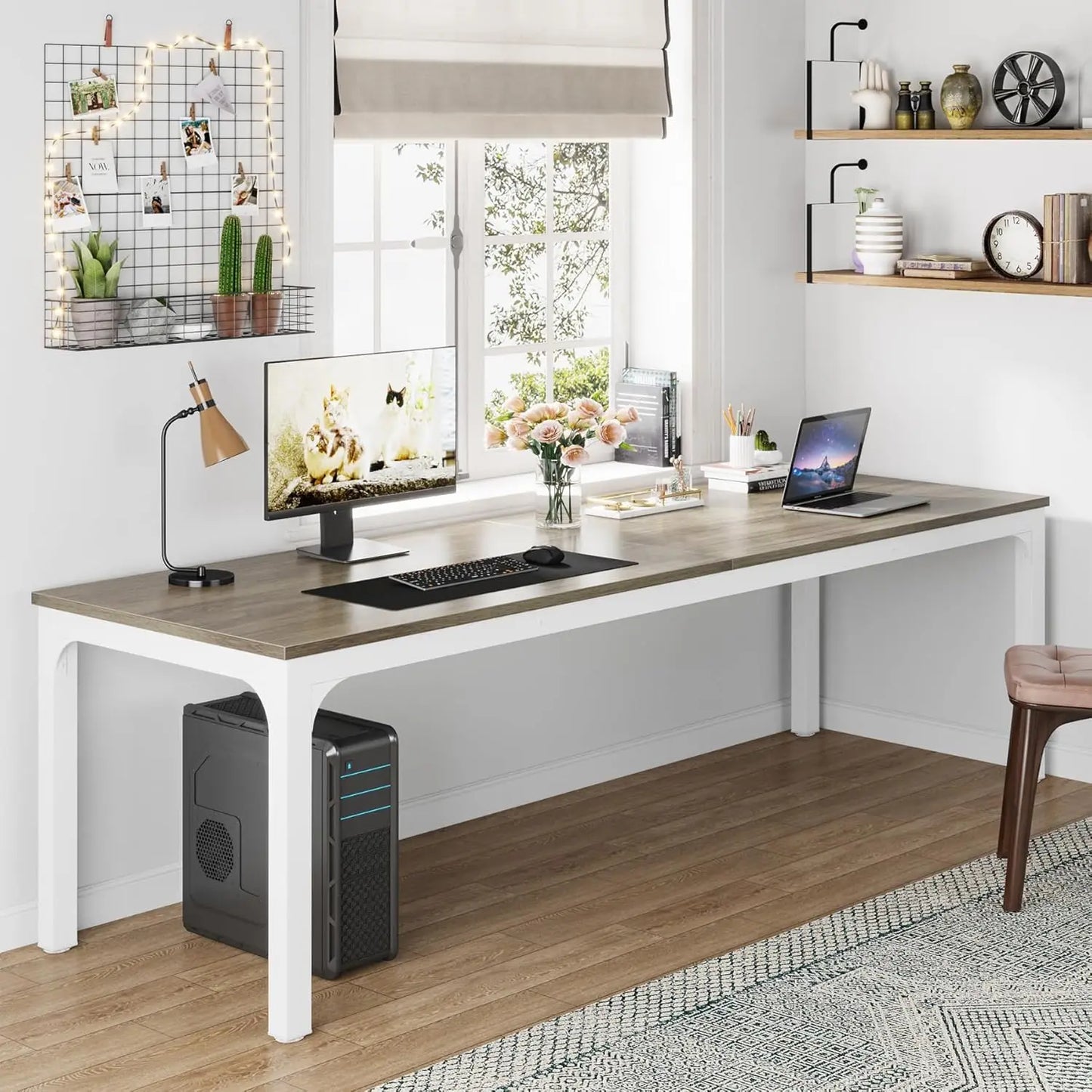 LITTLE TREE Extra Long Computer Desk For Home Office