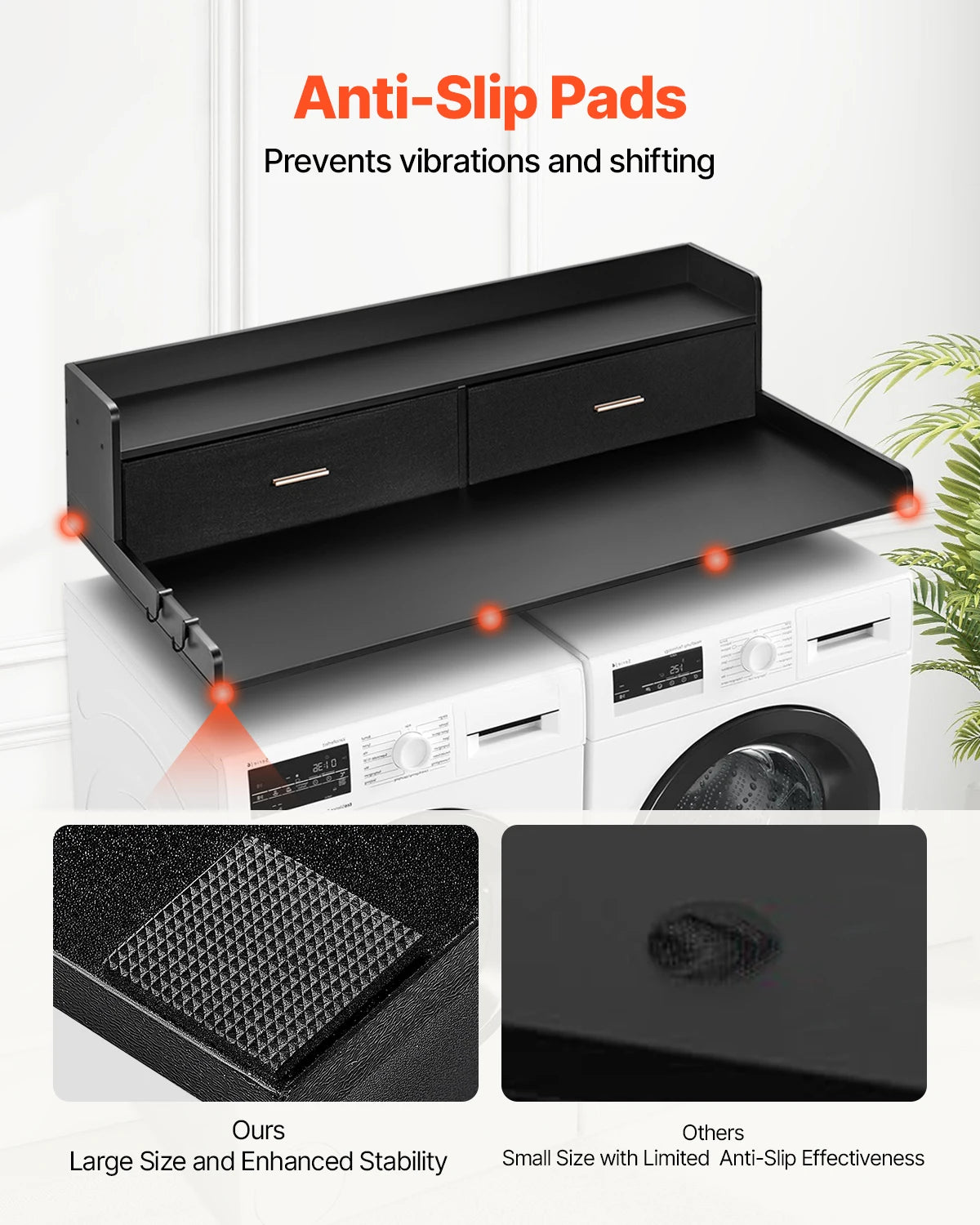 SucceBuy Space Saving Washer Dryer Countertop With Drawer Shelf