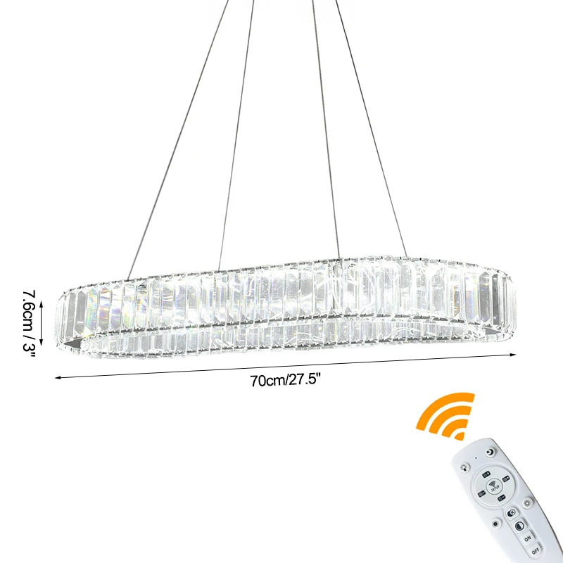 Modern Crystal Ring LED Chandelier Pendant Light With Dimming Remote