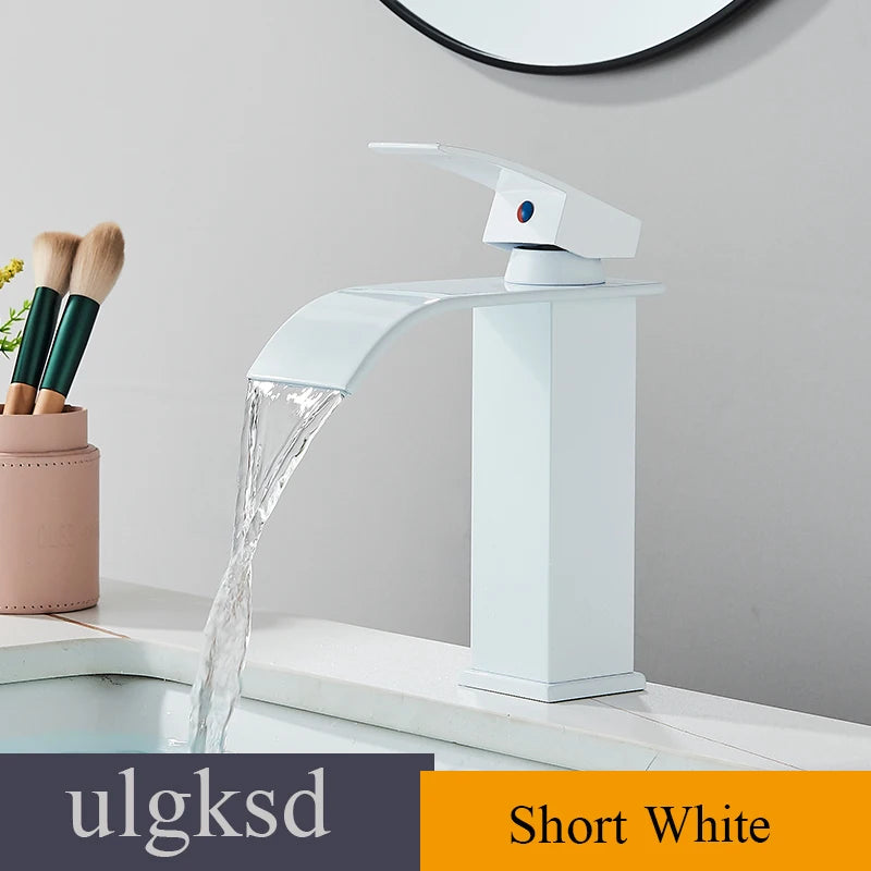 Ulgksd Waterfall Basin Faucet Single Handle Deck Mounted Hot Cold