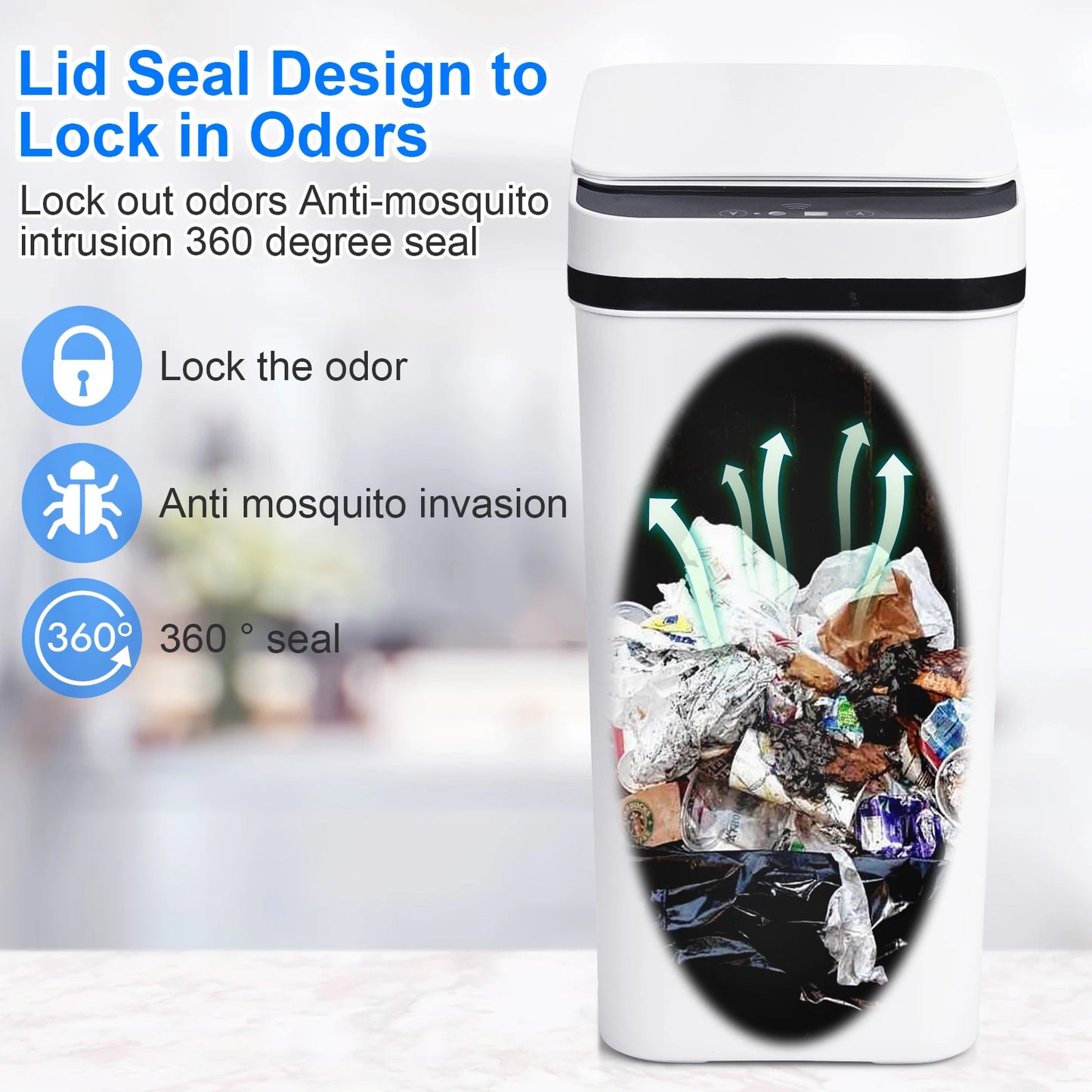 Two Pack Bathroom Touchless Motion Sensor Trash Cans With Lid