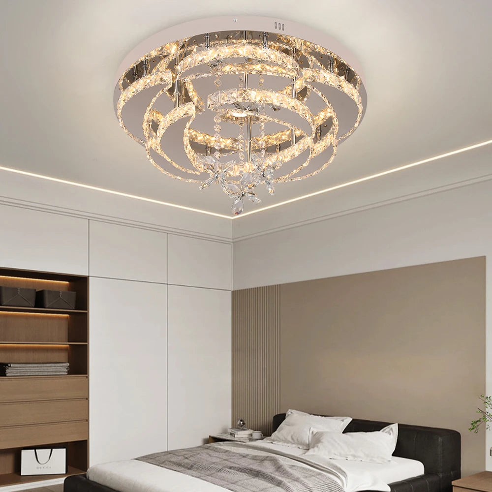 Vetrulus Crystal Chandelier Led Pendant Light Living Dining Room Dimmable