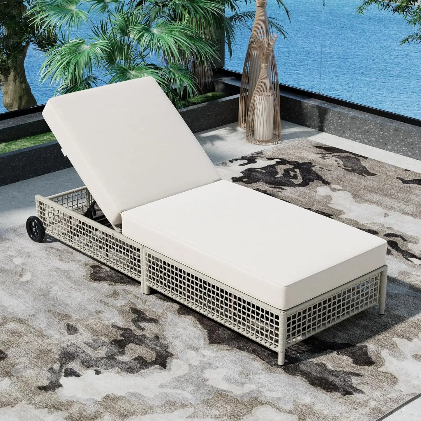 5-Position Adjustable Outdoor Chaise Lounge Set with Steel Frame