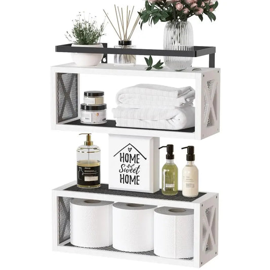 Floating Shelves With Guardrail Rustic Wood Wall Decor