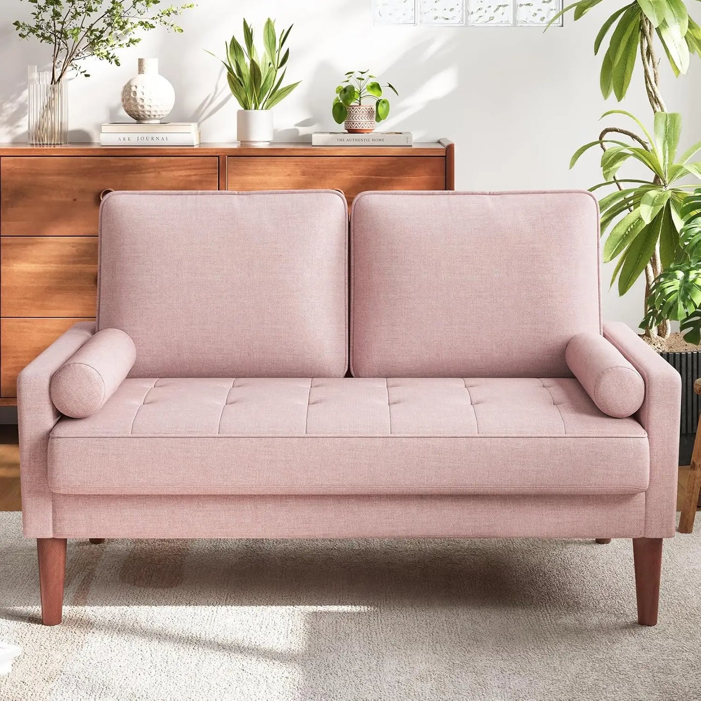 Vesgantti Velvet Loveseat Sofa With Solid Wood Legs Mid-Century Modern