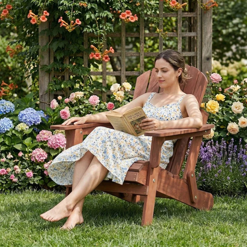 Oversize Folding Adirondack Chair For Outdoor Patio Garden