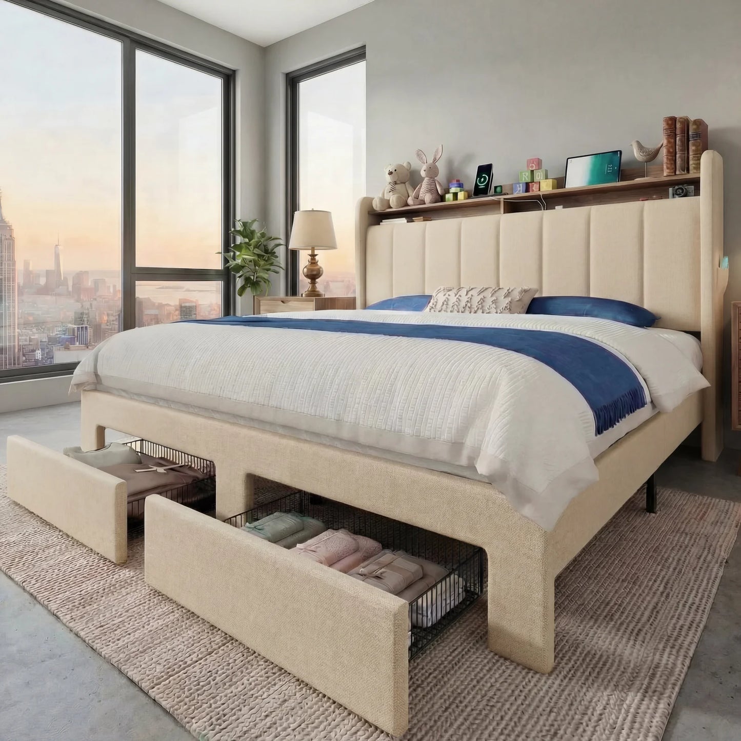 HOOMIC Bed Frame With Storage Drawers And Led Lights