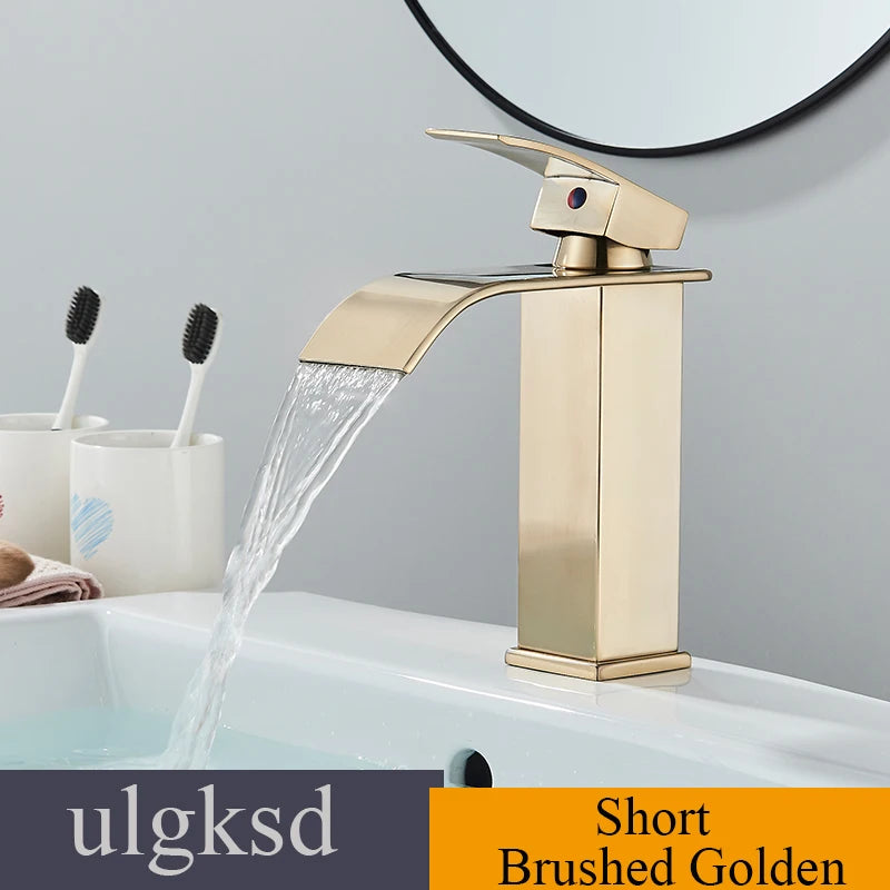 Ulgksd Waterfall Basin Faucet Single Handle Deck Mounted Hot Cold