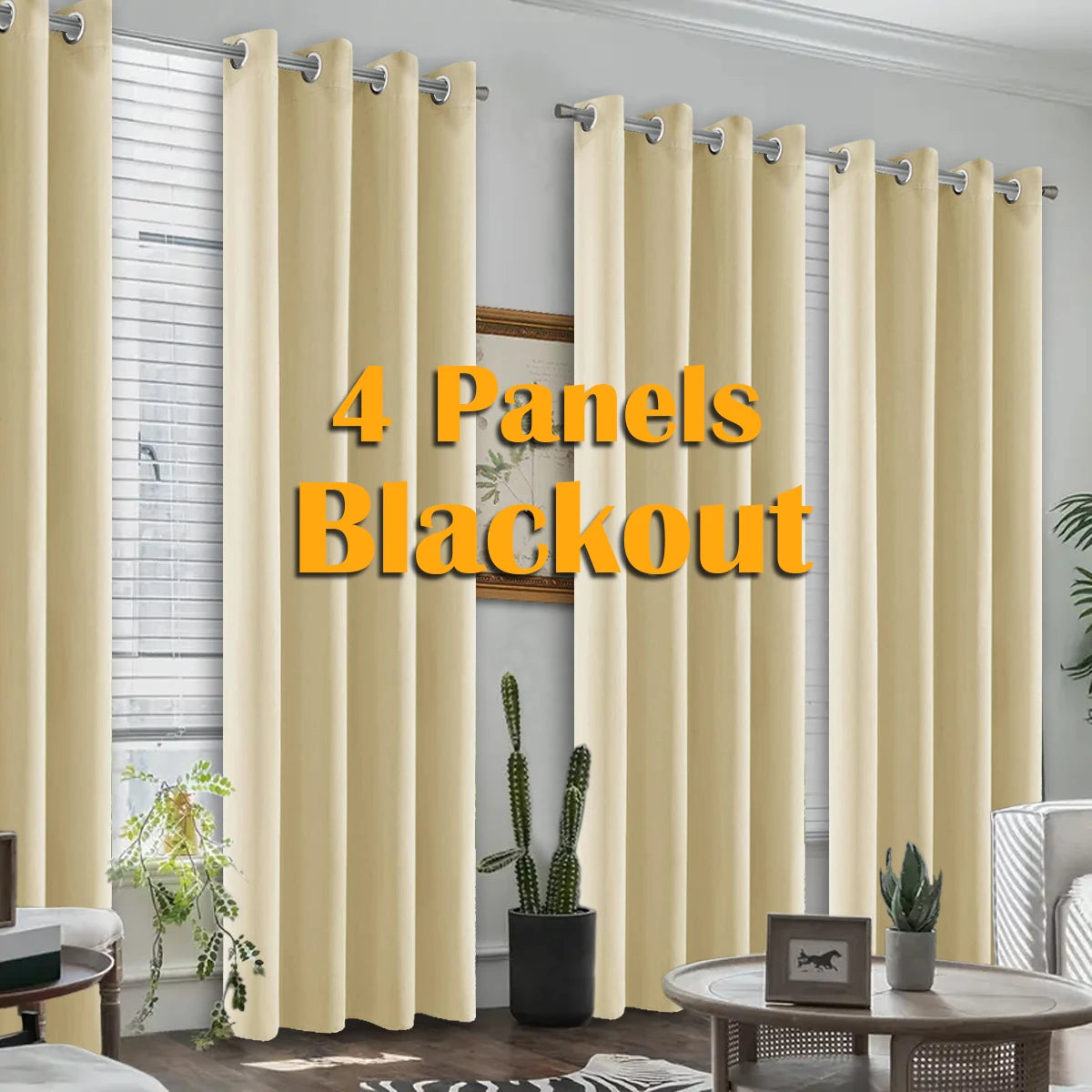 Blackout Heat Insulated Grommet Curtains For Bedroom And Living Room