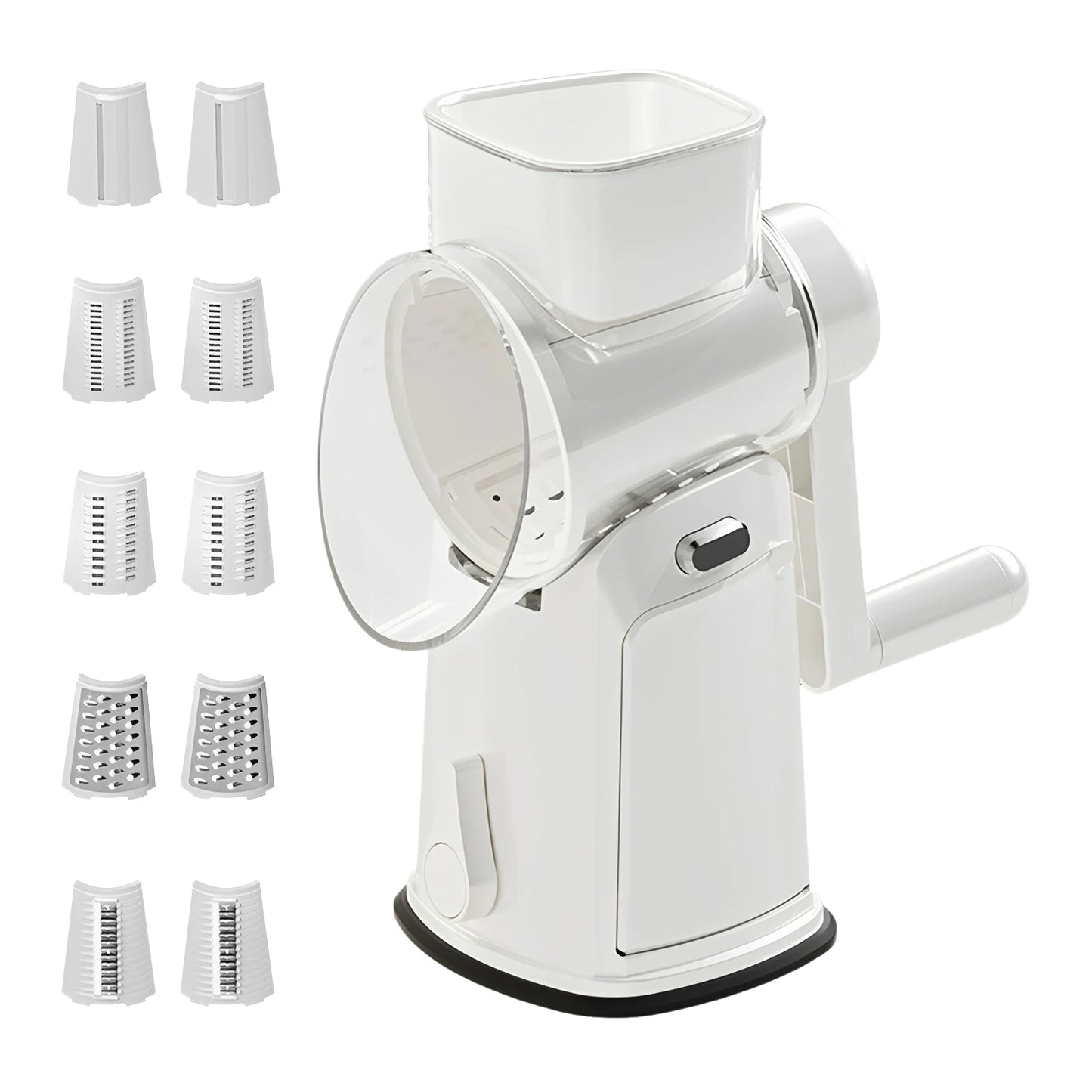 Rotary Cheese Grater And Vegetable Slicer With Stainless Blades