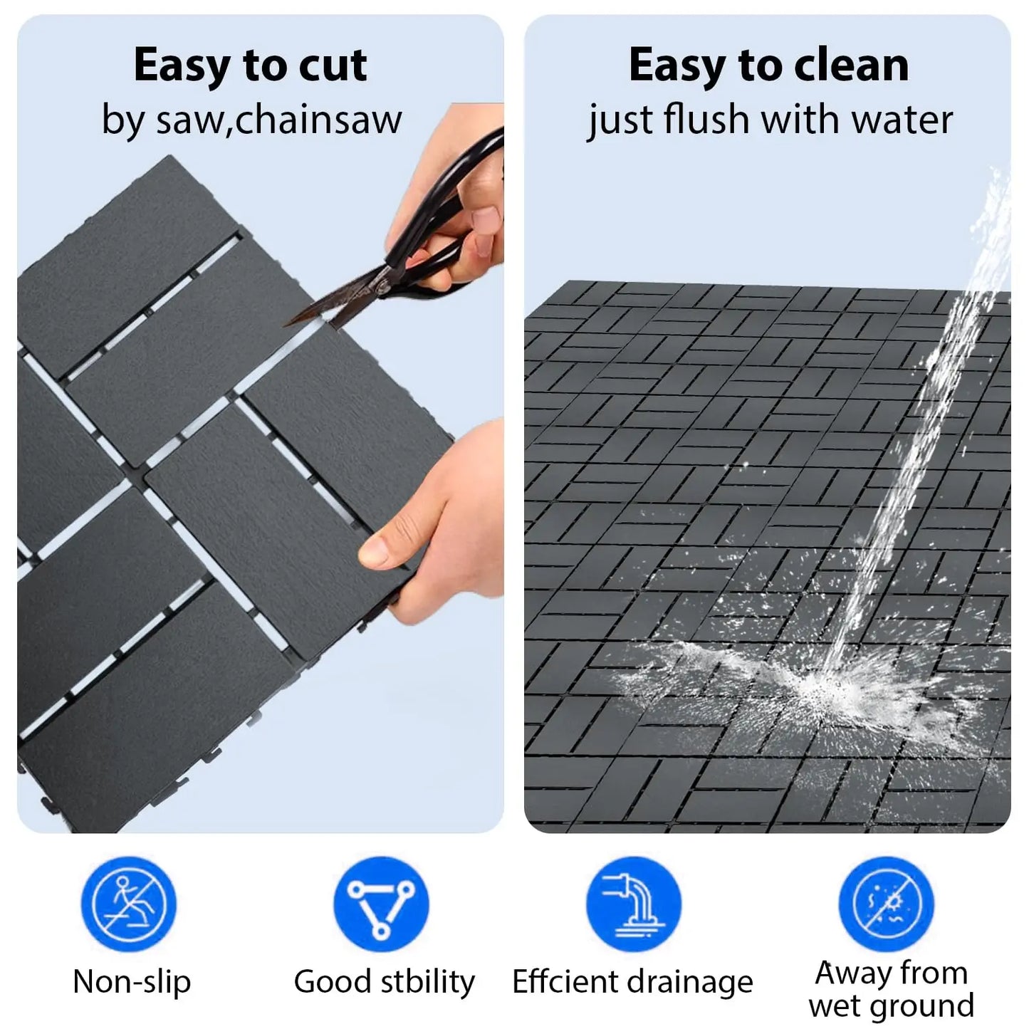 44-Piece Interlocking Plastic Deck Tiles for Garden and Patio