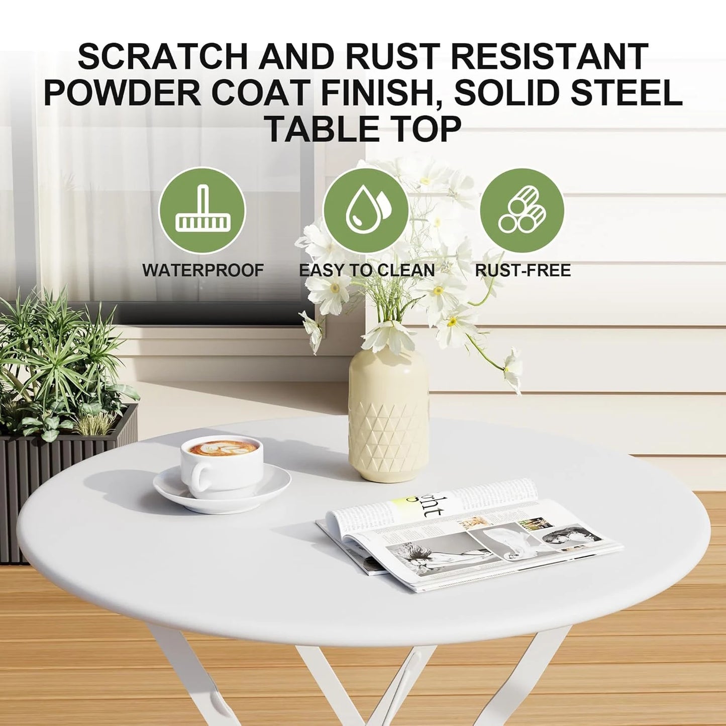 TWISTER.CK 3-Piece Patio Bistro Set With Folding Table And Chairs