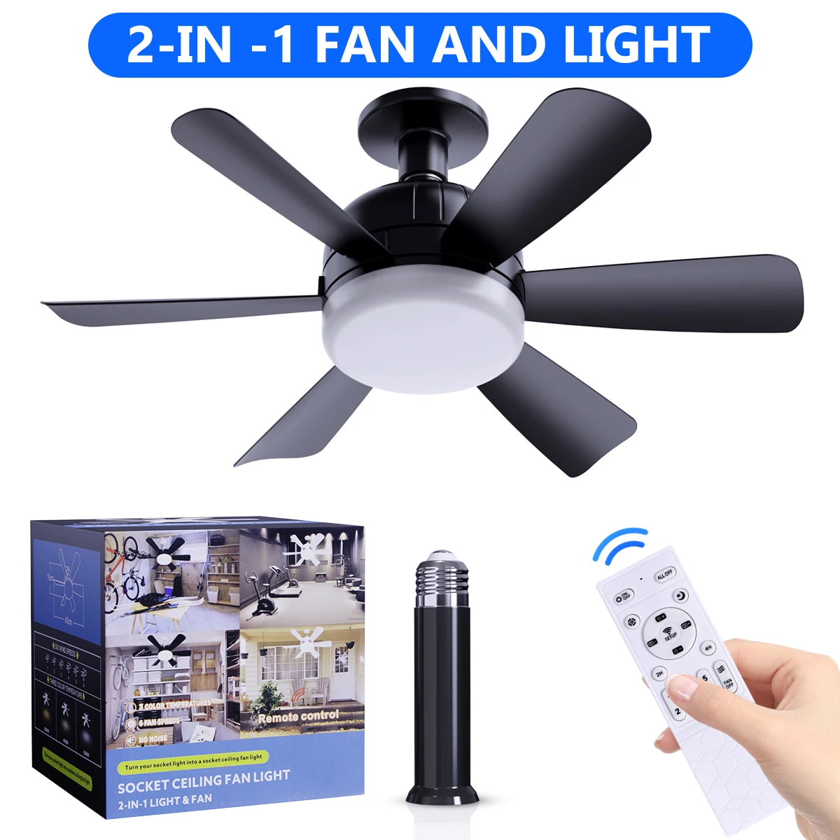 Mexllex LED Ceiling Fan Light E26 With Remote Dimmable