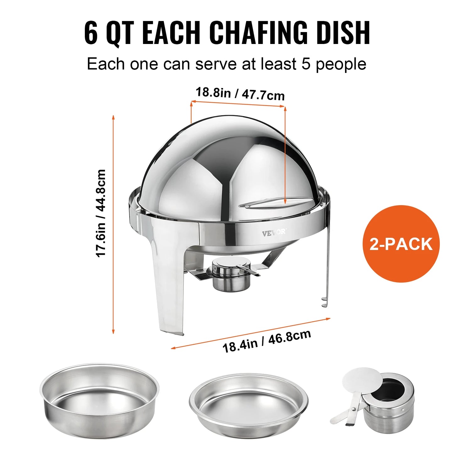 SucceBuy Roll Top Chafing Dish Set With Pans And Warmer