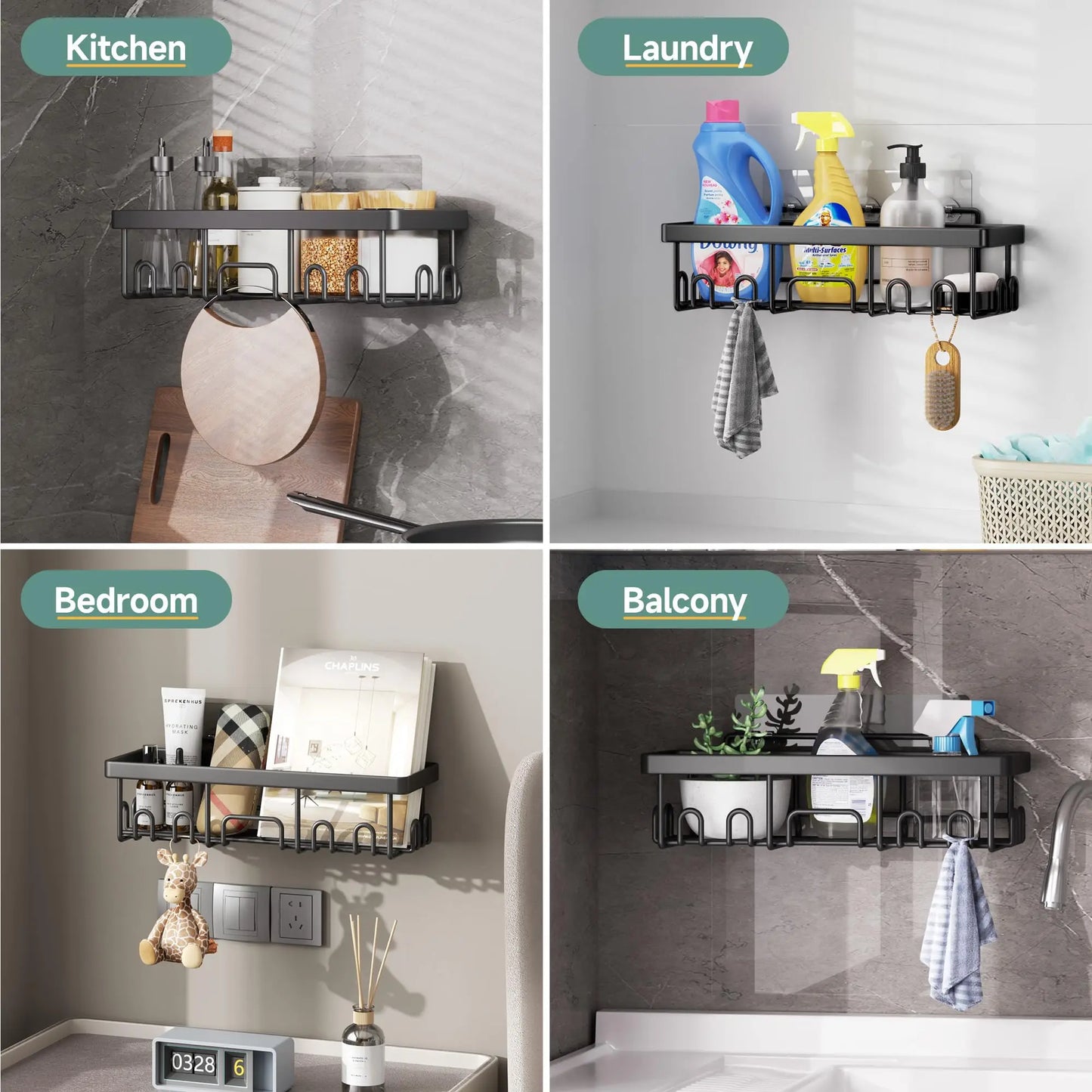 Stainless Steel Shower Caddy Organizer With Adhesive Mount