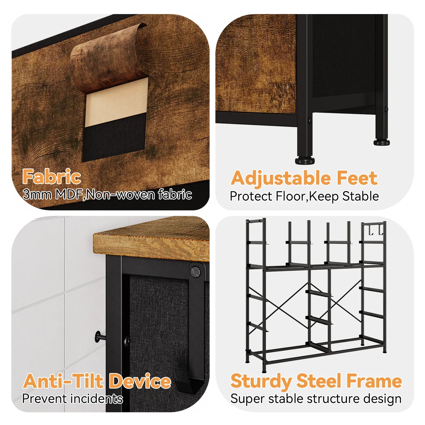 TWISTER.CK 12 Drawer Fabric Dresser With Steel Frame