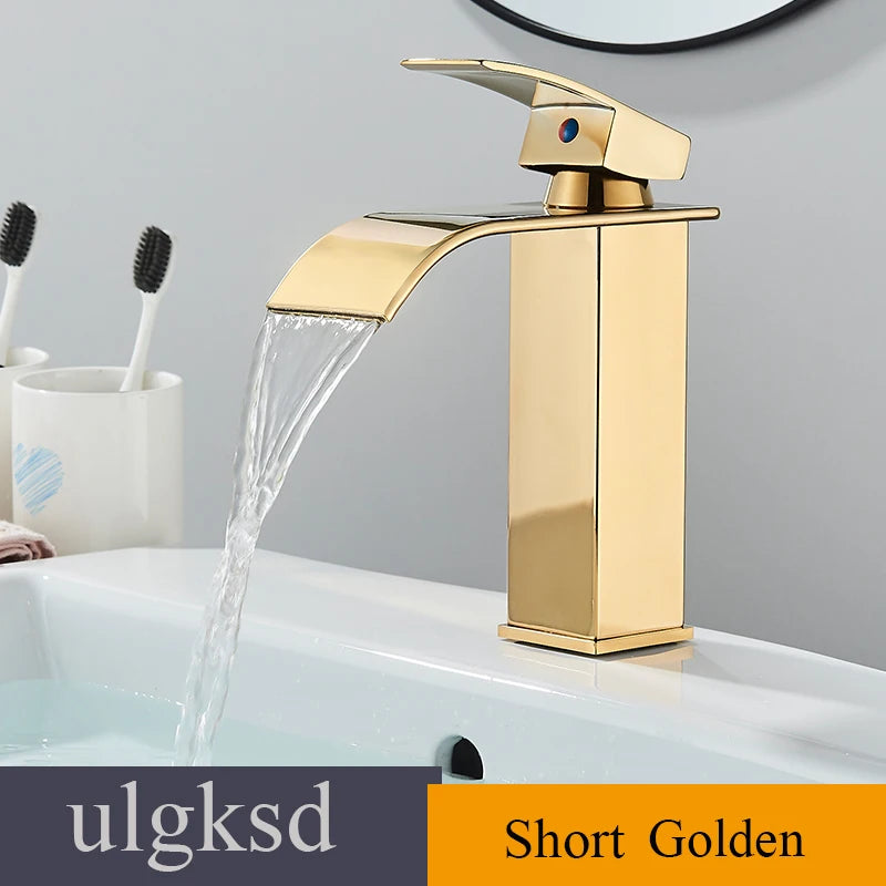 Ulgksd Waterfall Basin Faucet Single Handle Deck Mounted Hot Cold