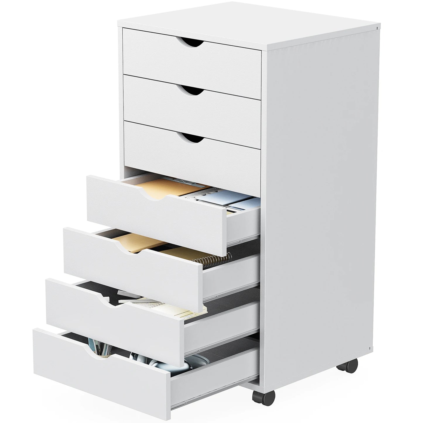 JHK 7 Drawer Chest Dresser With Rolling Storage Cabinet