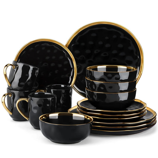 MALACASA Porcelain Dinnerware Set With Trim