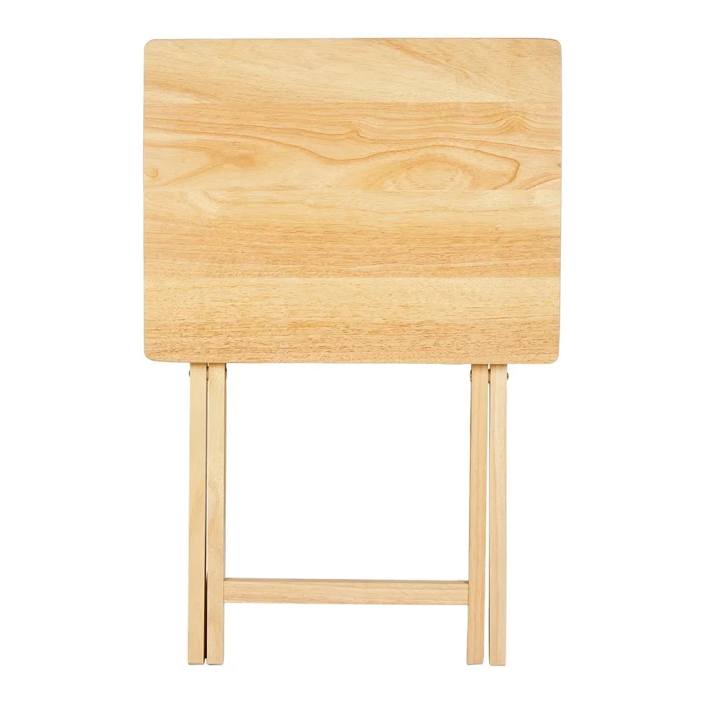 Indoor Folding TV Tray Table Portable Rubberwood No Assembly Required