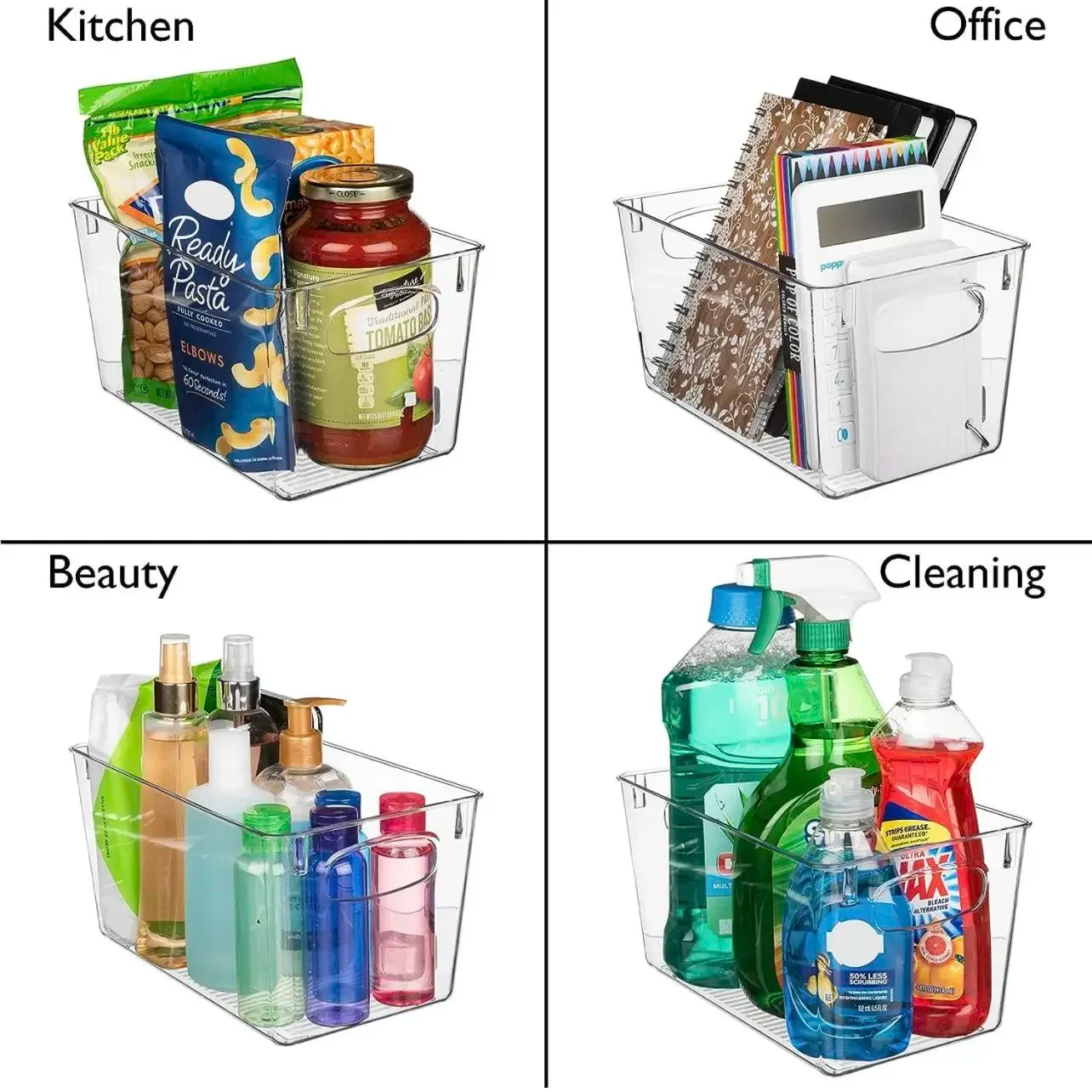 Clear Plastic Storage Bins for Pantry and Kitchen Organization