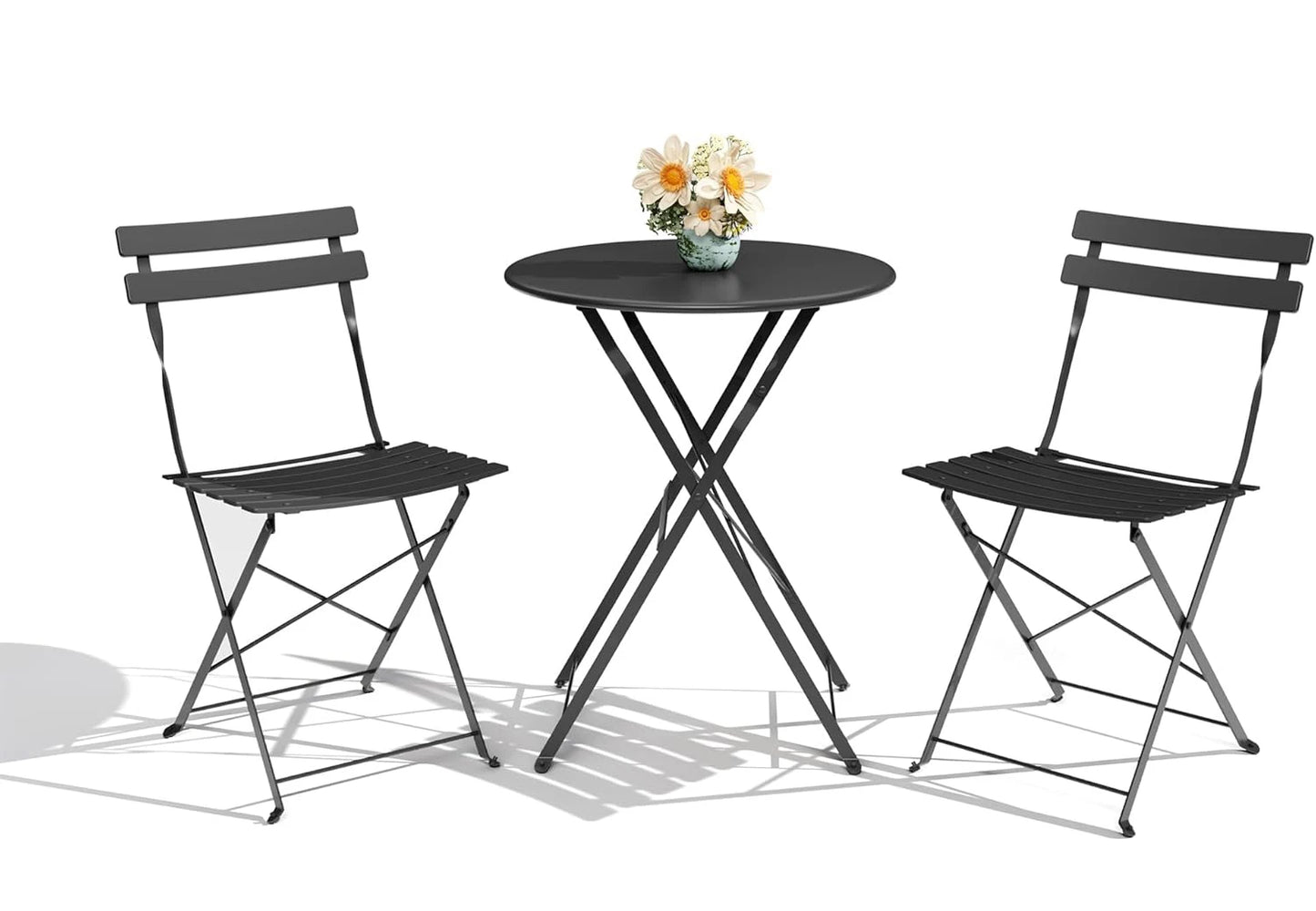 TWISTER.CK 3-Piece Patio Bistro Set With Folding Table And Chairs