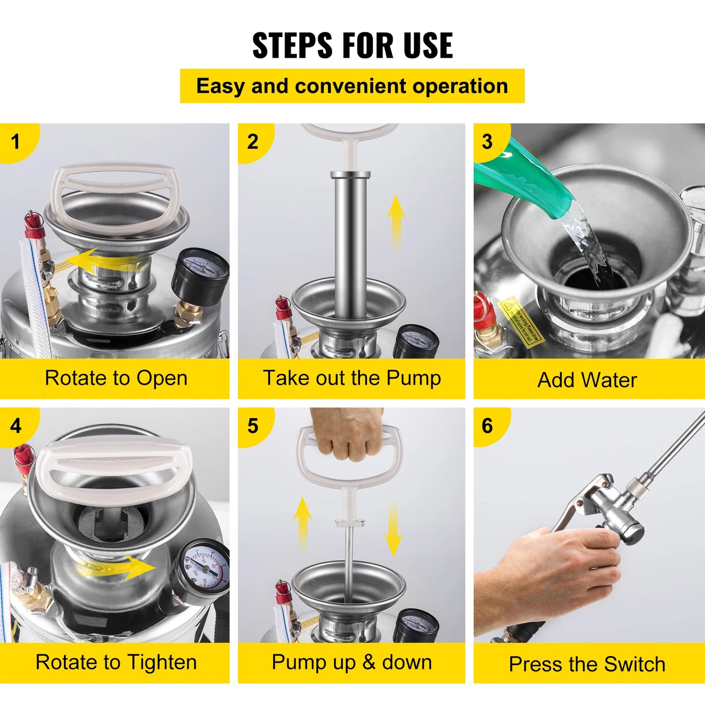 SucceBuy Hand Powered Stainless Steel Sprayer For Garden And Home