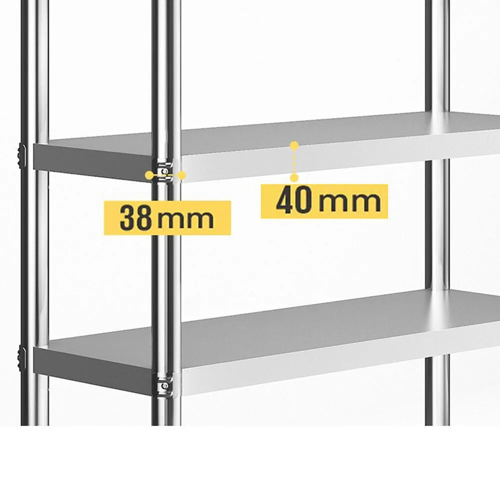 Three Tier Stainless Steel Kitchen Work Table Height Adjustable