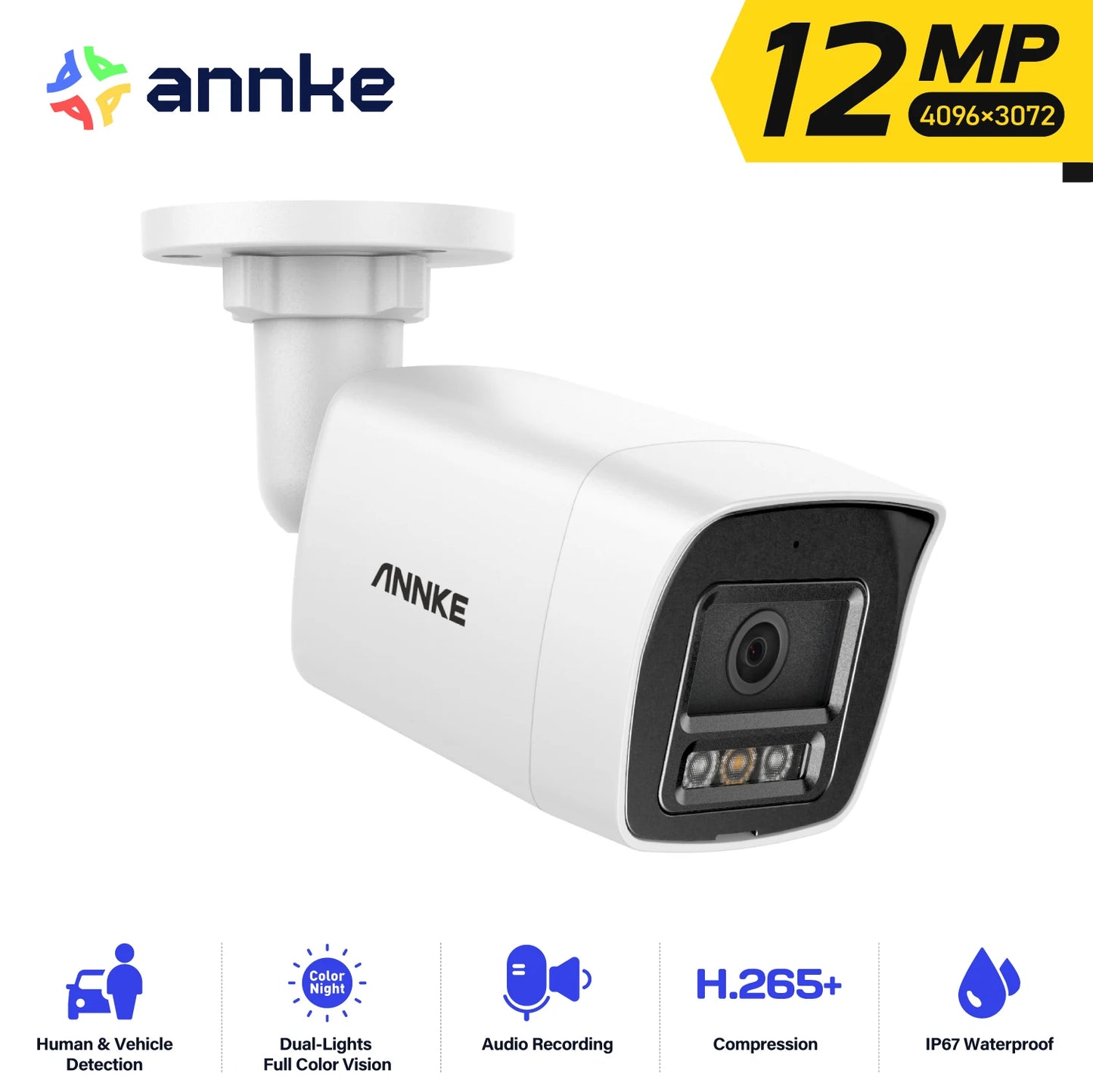 ANNKE 12MP Outdoor Dual Light PoE Security Camera IP67