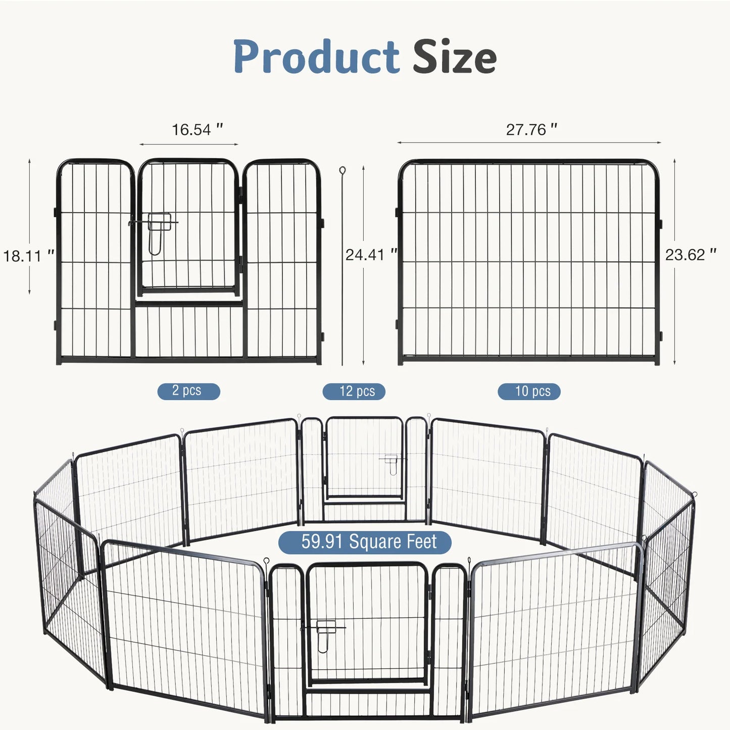 JHK Metal Foldable Dog Playpen Pet Fence For Outdoor Use