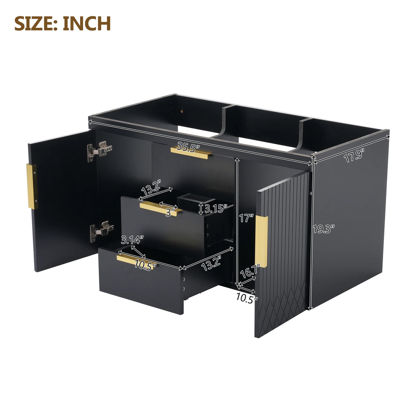 Floating Solid Wood Wall Mounted Bathroom Vanity With Two Drawers